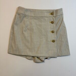 Sunday Best Heather Skort Pastel Yellow Plaid Button Front Sz 00 Academia Preppy